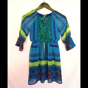 Speechless boho dress with front tie at neck